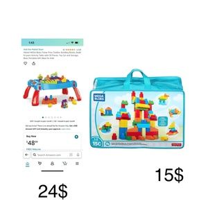Toddler mega blocks &  block table